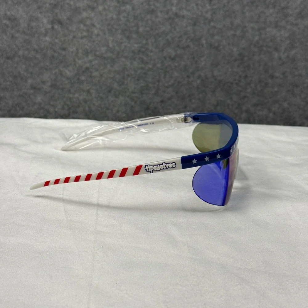 Tipsy Elves Patriotic USA Stars and Stripes Shield Sunglasses Blue Mirror Lens